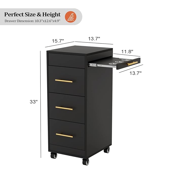 Salon Trolley Cart with Wheels, 3-Drawer Rolling Hair Styling Station, Mobile - Image 7
