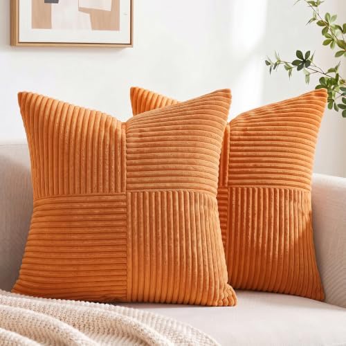 Fancy Homi 2 Packs Burnt Orange Samll Fall Decorative Throw Pillow Covers 12x12 by Fancy+Homi