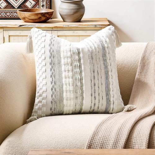 Kevin Textile Boho Tufted 20x20 Inch Pillow Cover 1 Pack by KevinTextile
