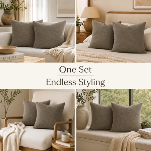 JoraLion 24x24 inch Boucle Throw Pillow Covers, No Insert - Image 3