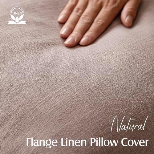 Foindtower Linen Solid Decorative Throw Pillow Covers 24x24 Inch Dusty Pink - Image 2