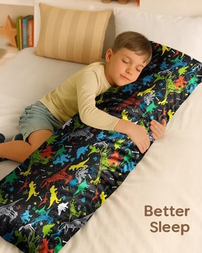 Miss Adola Kids Silk Body Pillow Cover 20x54 Inch, Dinosaur Bones - Image 2
