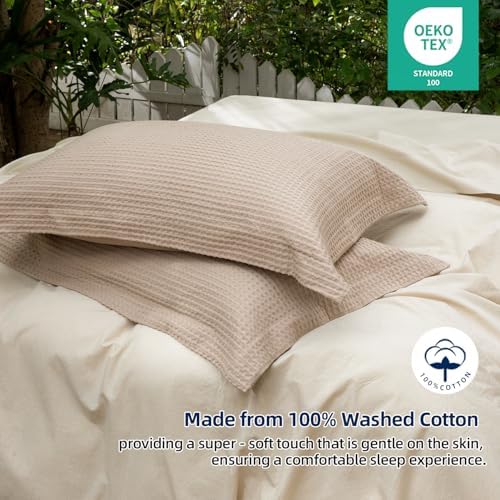 CHUFFED 100% Cotton Waffle Weave Pillowcases 2 Pack King Size, 20x36 Inches - Image 3