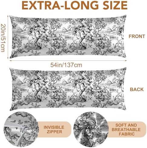 Body Cooling Pillow Cases Cover, Vintage Floral Body Pillow Cover Satin - Image 2