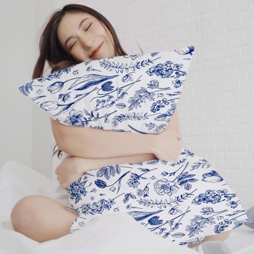 Chinoiserie Blue and White Floral Pillow Cover 12x20, Chinoiserie Decor - Image 5