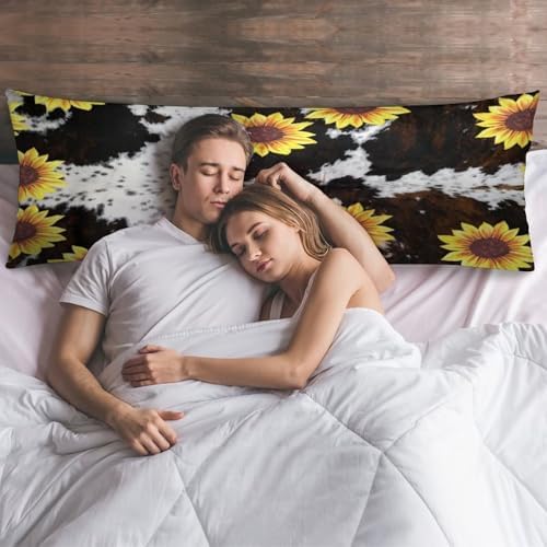 Brown Cow Sunflower Print Body Pillow Cover Pillowcase - Image 6