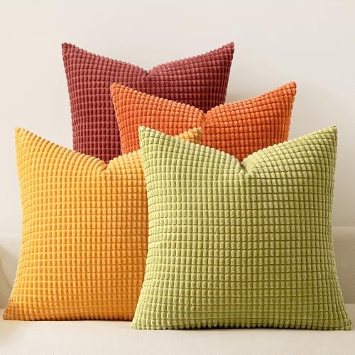 MIULEE Fall Decorative Pillow Covers 18x18 Inch Set of 4 Yellow Orange by MIULEE