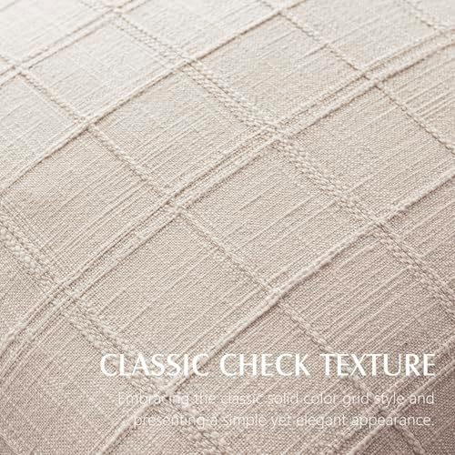 Foindtower Set of 2 Decorative Linen Check Fringe Throw Pillow Covers Farmhouse - Image 2
