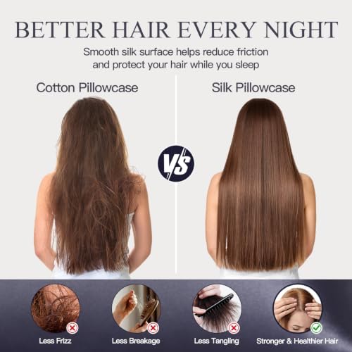 Mulberry Silk Pillow Cases for Hair and Skin, Dark Grey - Image 5