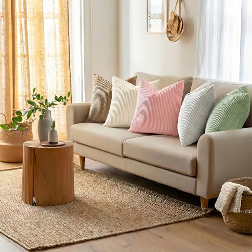 Mecatny Corduroy Fall Throw Pillow Covers 26x26 Set of 2 Cream White - Image 6