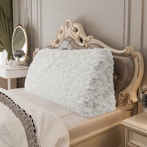 Thicken Furry Headboard Pillow Queen Padded Headboard Large Bolster Triangular - Image 5