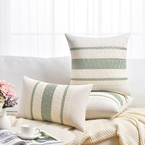 Fancy Homi Set of 1 Sage Green Boho Small Decorative Throw Pillow Covers 14x14 - Image 7