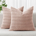 MIULEE Corduroy Decorative Throw Pillow Covers 20x20 Pink Pack of 2 by MIULEE