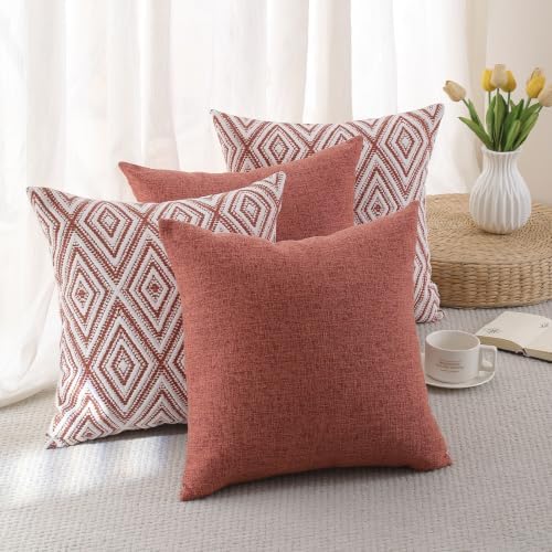 HPUK Throw Pillow Covers 20x20, 4 Pack, Coral Textured Couch Pillow Covers - Image 3