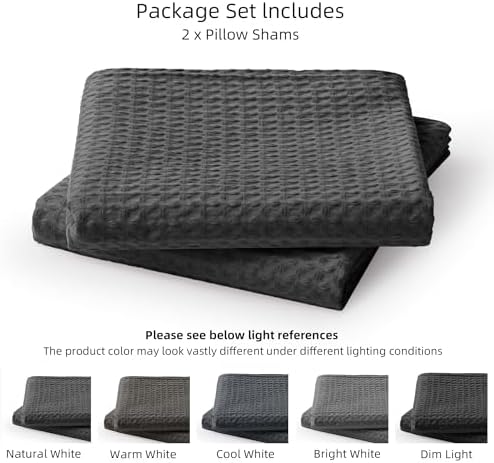 CHUFFED 100% Cotton Waffle Weave Pillowcases 2 Pack Standard Size, 20x26 Inches - Image 6
