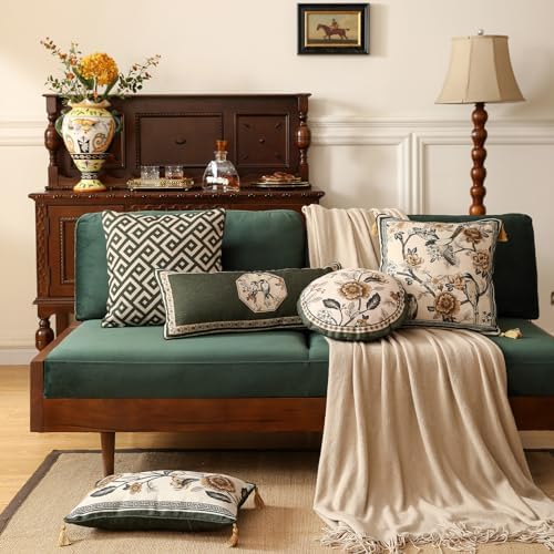 ISAENNE Vintage Elegant Linen Rectangle Throw Pillow Cover - Image 3
