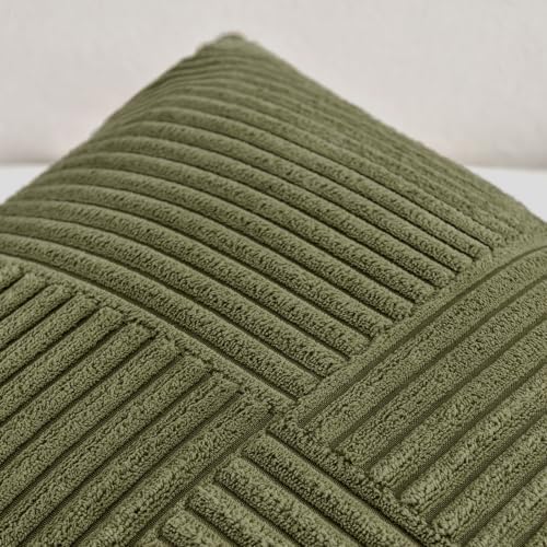 Fancy Homi 2 Packs Olive Green Big Decorative Throw Pillow Covers 24x24 Inch - Image 4