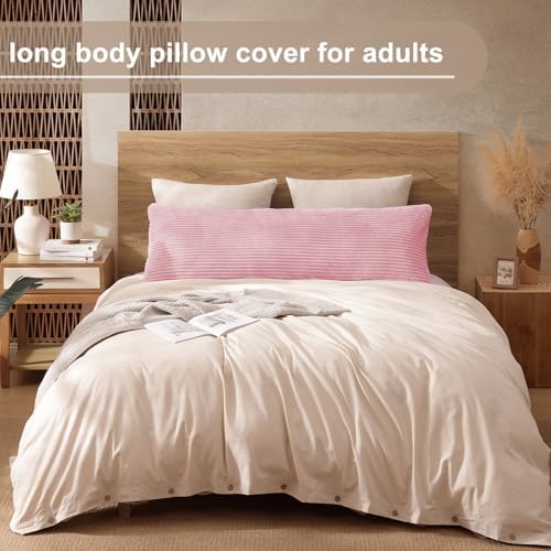 Soft Plush 20x54 Body Pillow Case, Textured Stripe Body Pillow Cover - Image 3