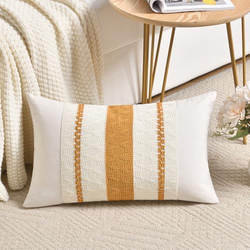 Fancy Homi Set of 1 Mustard Yellow Fall Lumbar Decorative Throw Pillow Cover by Fancy+Homi