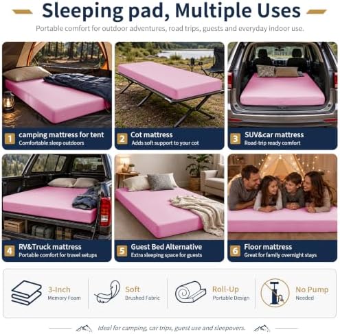 CYMULA Memory Foam Camping Mattress Pad, Sleeping Pad - Image 6