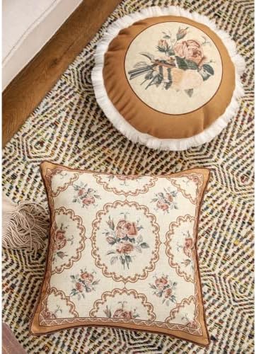 patdrea French Vintage Linen Pillow Cover, Diameter 16"-ParkerEstate D - Image 3