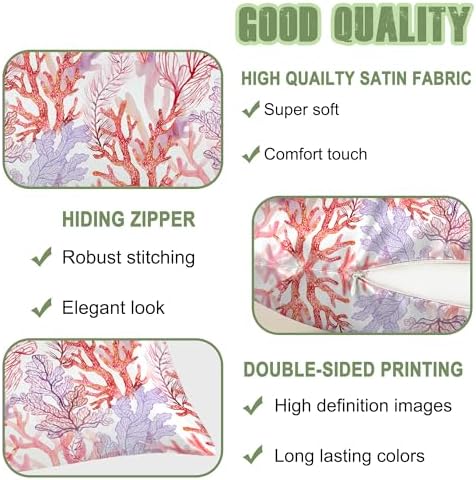 Satin Body Pillowcase Rose Pink Coral Reef Imitation Silk Pillow Cover - Image 4