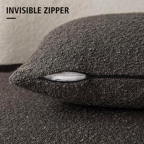 Foindtower Decorative Textured Boucle Throw Pillow Covers 20x20 Dark Brown - Image 3