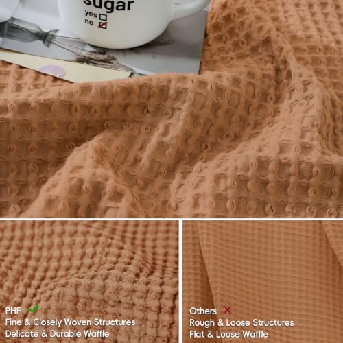 PHF Cotton Waffle Euro Shams 26" x 26", Cinnamon Brown, No Insert - Image 4