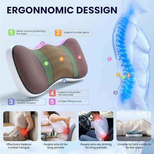 Lumbar Support Pillow for Bed, Memory Foam Pillow for Back Pain Relief - Image 3