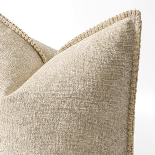 MIULEE Decorative Couch Throw Pillow Covers 18x18 Inch Beige 2 Pack - Image 2