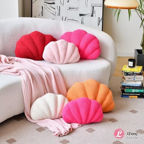 Lfsaaj Orange Seashell Throw Pillows, Shell Shaped Throw Pillows, 13 Inch Soft - Image 4