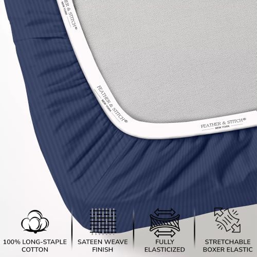 Feather & Stitch 100% Cotton Sateen 500 TC Split King Size Bed Sheet Set - Image 3
