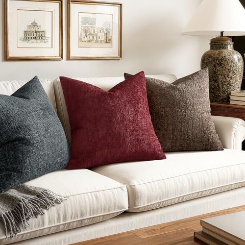 MIULEE Christmas Couch Pillow Covers Textured Chenille 12x20 Burgundy - Image 5