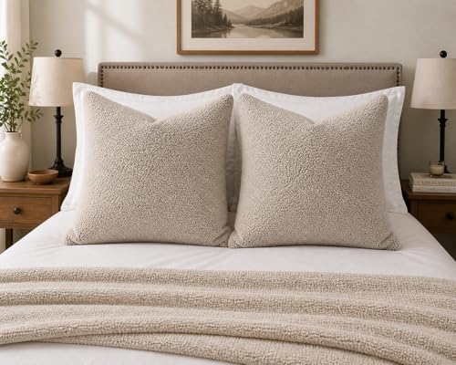 REAFORT Sherpa Euro Sham Cover 26"x26", Zipper Closure - Image 7