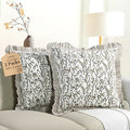 CPC Cocoa Vine Hand Block Print 100% Cotton Ruffle Throw Pillow Cover 20x20 inch by COTTONPRINTCLUB