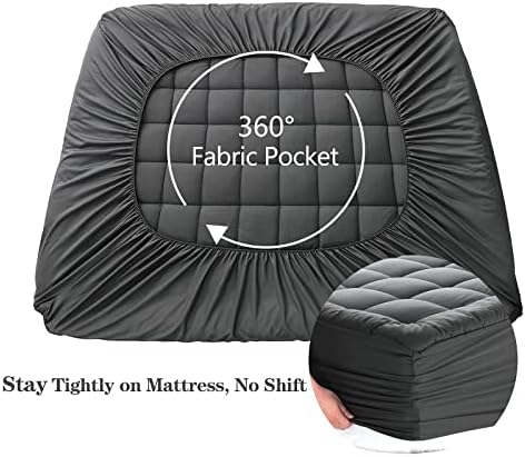 EASELAND Twin Size Mattress Pad Pillow Top Mattress Topper Single Dark Grey - Image 5