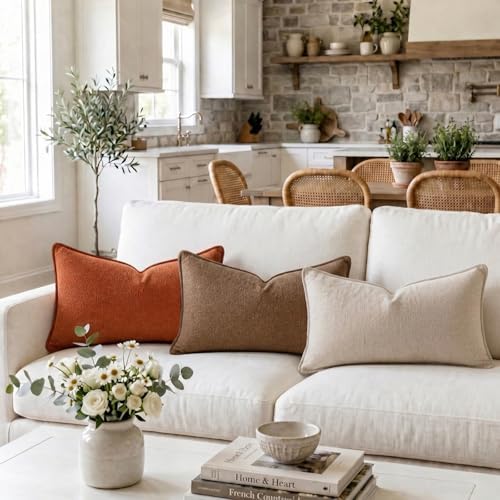 Fancy Homi Set of 2 Brown 14x24 Inch Soft Chenille Decorative Throw Pillow - Image 2