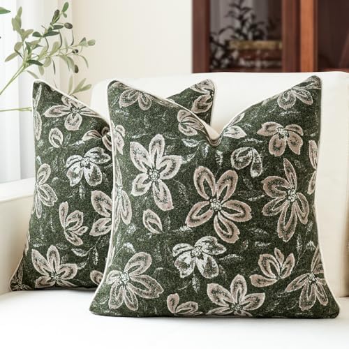 MATTINS Vintage Floral Patterned Throw Pillow Covers 18x18 by MATTINS