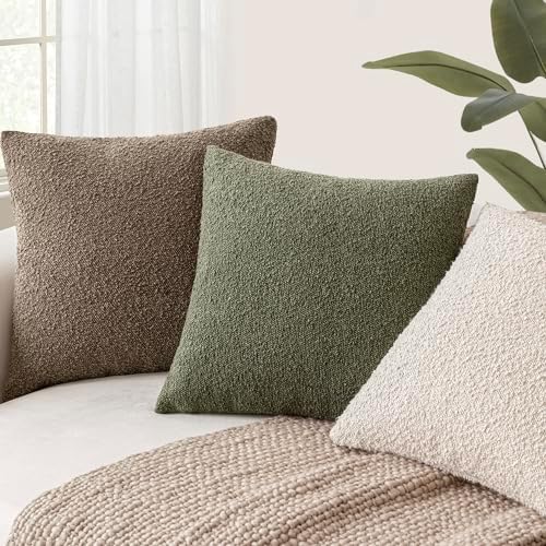 Foindtower Decorative Textured Boucle Throw Pillow Covers 24x24 Light Brown - Image 5