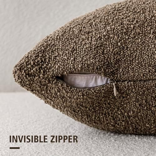 Foindtower Decorative Textured Boucle Throw Pillow Covers 18x18 Light Brown - Image 2