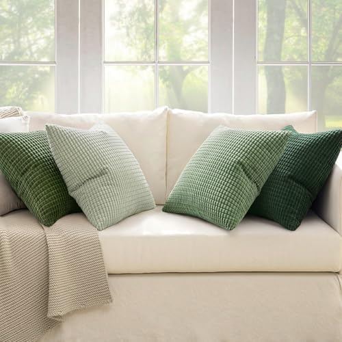 MIULEE Boho Decorative Pillow Covers 18x18 Inch Set of 4 Forest Green - Image 6