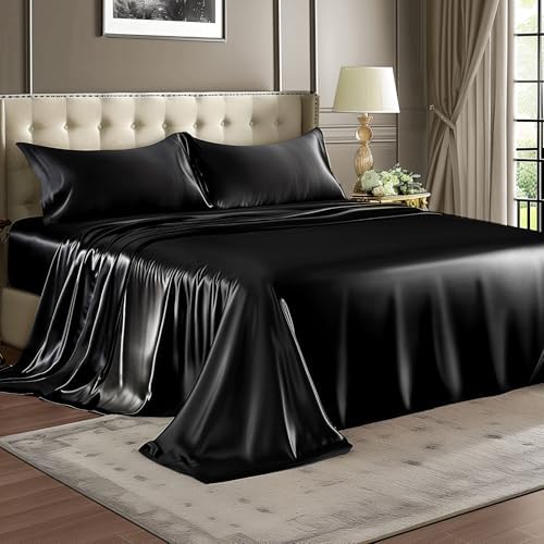 BEDELITE Satin Sheets Full XL Size Bed Set, 4 Pieces - Image 2