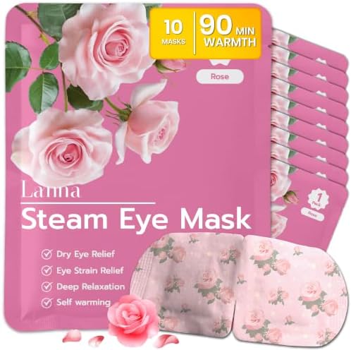 LANNA Heated Steam Eye Mask, Disposable 120 Minutes, Rose Scent by steameyemask