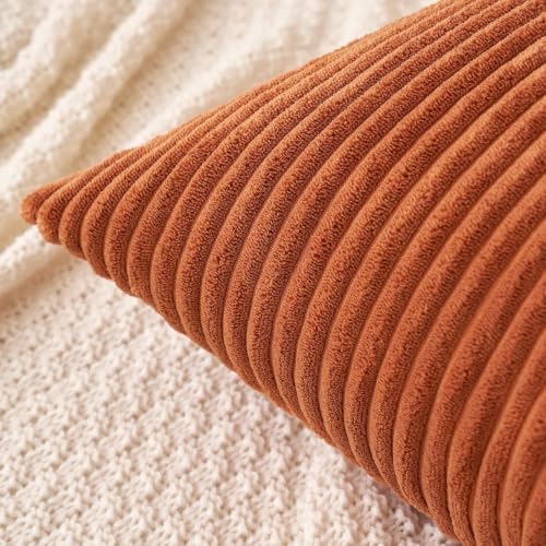 MIULEE Fall Decorative Corduroy Throw Pillow Covers Set of 2 18x18 Rust - Image 5