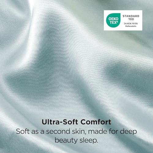 Bedsure Satin Pillowcases Standard Set of 2, Light Turquoise Pillowcases - Image 5