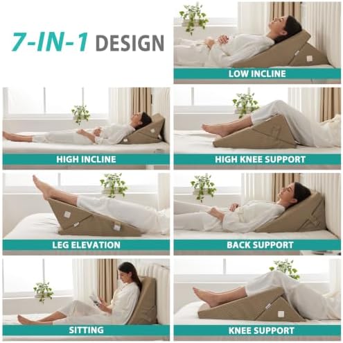 Bedluxe Wedge Pillow for Sleeping, Adjustable 9&12 Inch Foldable Bed Wedge - Image 2