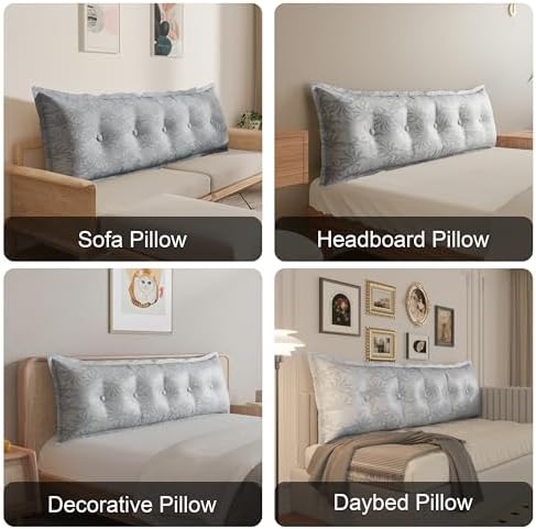 WOWMAX Headboard Pillow Twin XL Dorm Bolster Reading Pillow - Image 5