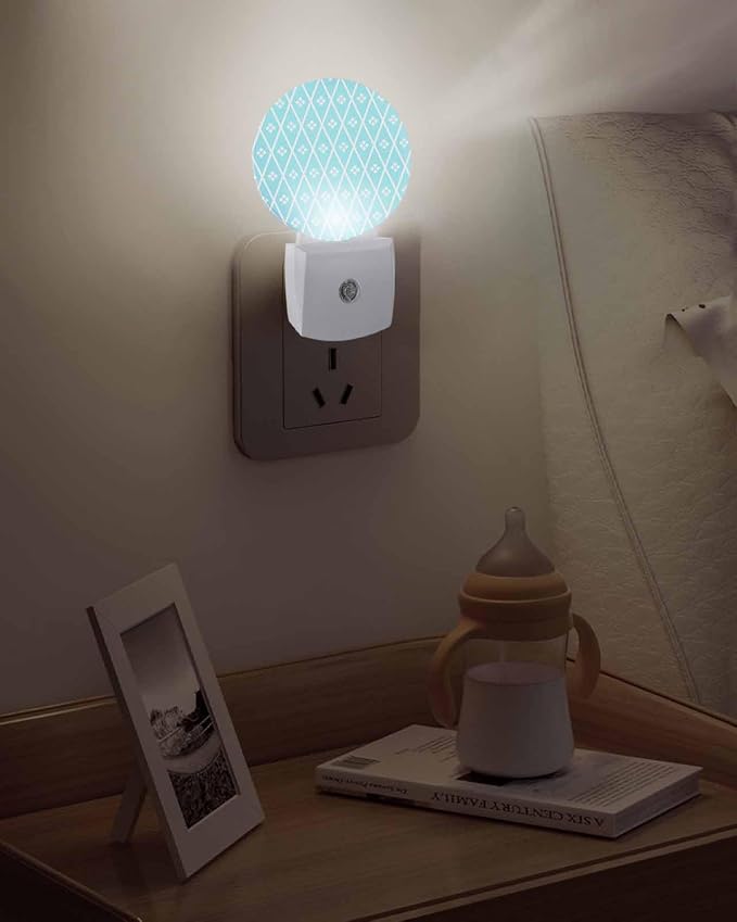 Night Lights Auto Sensor Blue Diamond Night Light Geometric Rhombus Round Lamp - Image 5