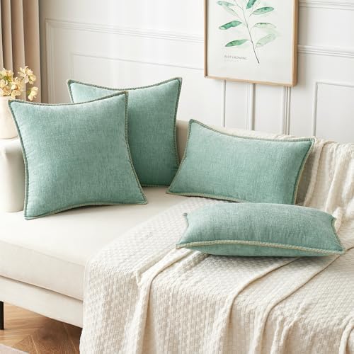MIULEE Decorative Lumbar Throw Pillow Covers 12x20 Inch Aqua Green 2 Pack - Image 5