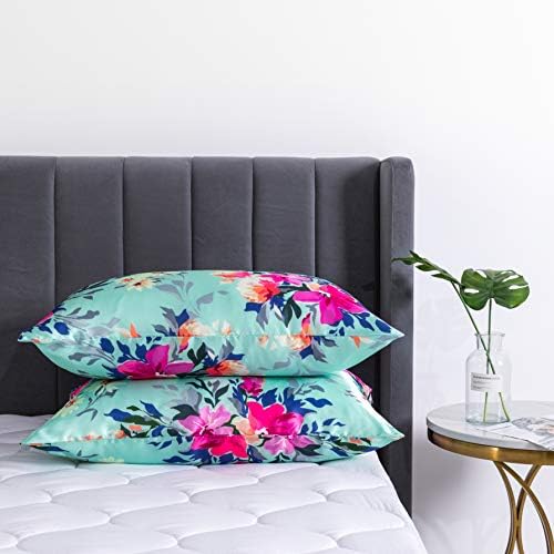 Floral Printed Satin Pillowcase, Standard Cooling Pillow Case Set of 2 - Image 5